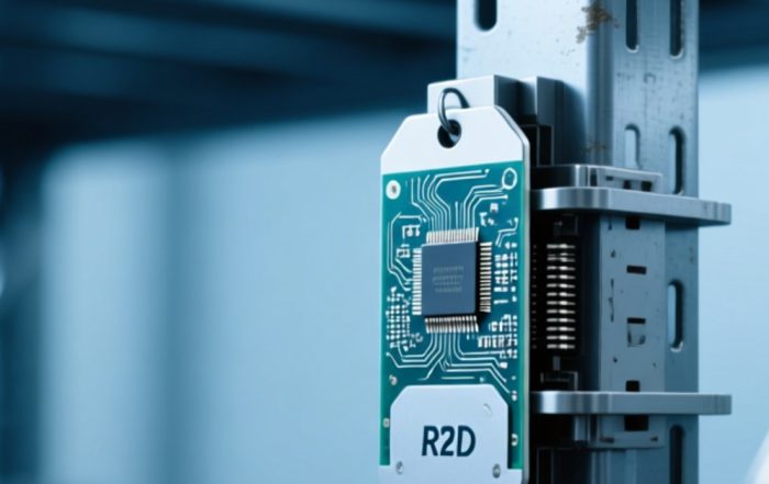 RFID PCB抗金属标签安装在重型钢结构机架上的工业实景