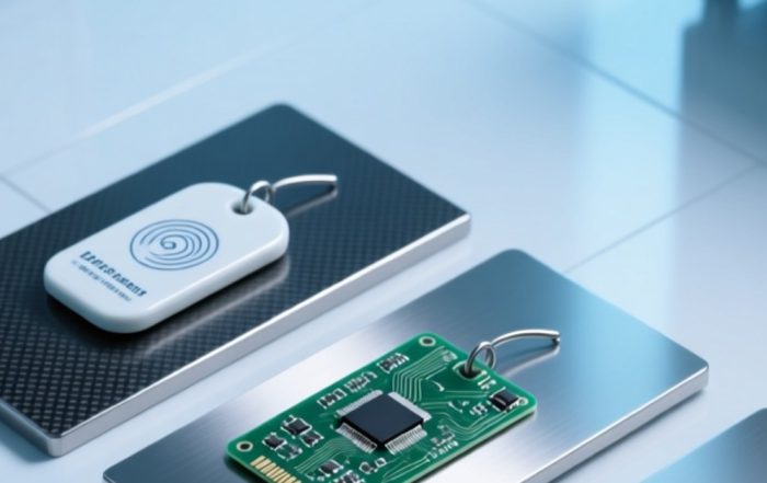 工业场景中三种RFID抗金属标签在不锈钢、碳钢和铝板上的对比实拍