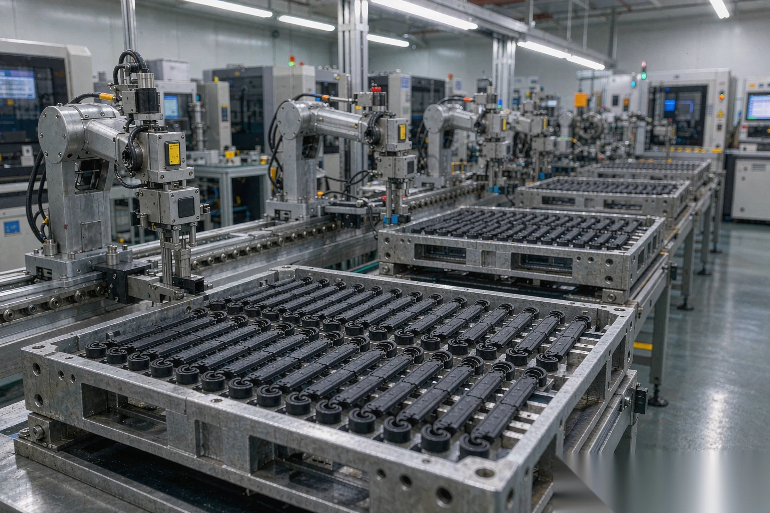 中国 RFID 轮胎标签制造车间自动托盘上的 UHF 弹簧轮胎标签