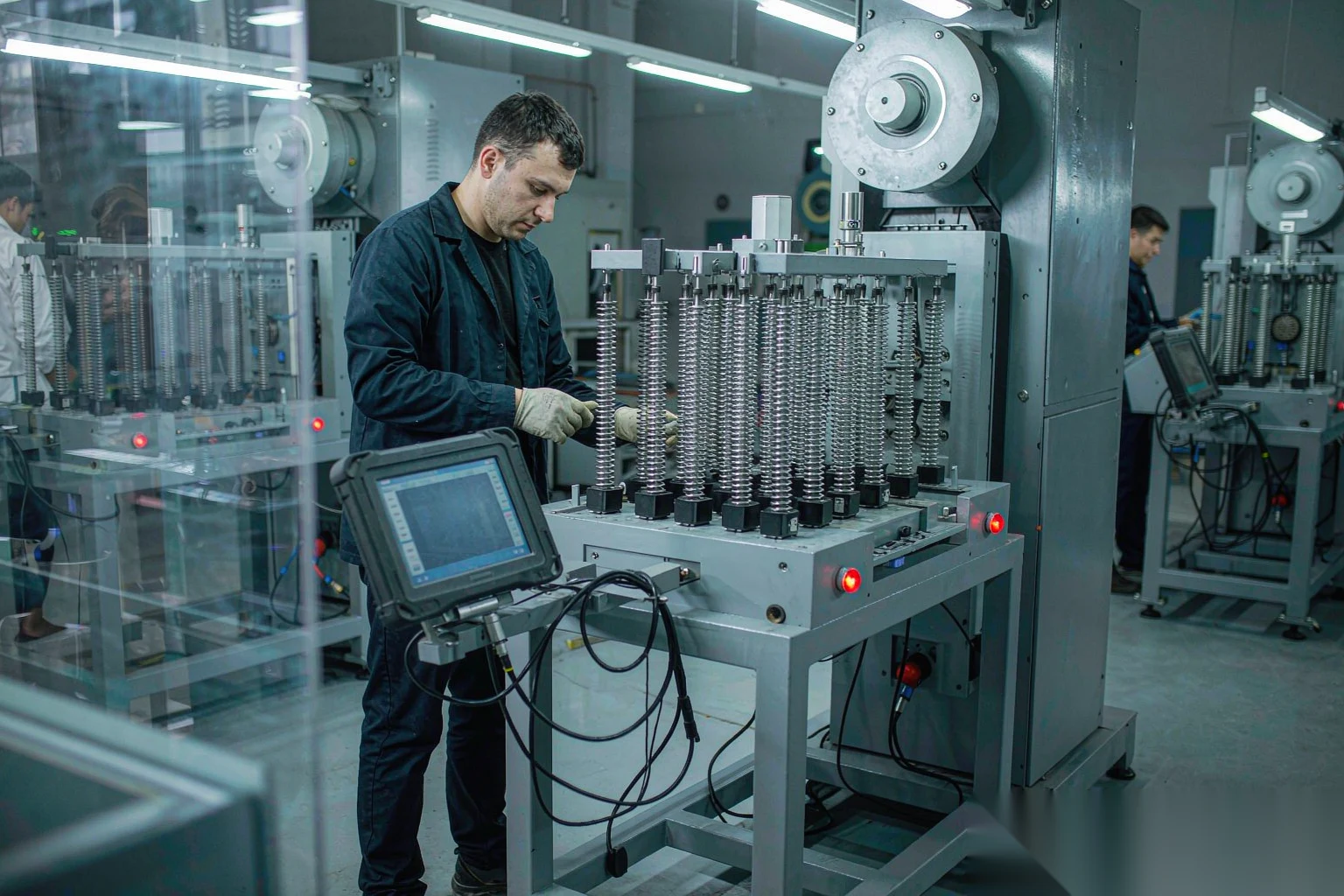 RFID 轮胎标签工厂质检工位校验弹簧标签